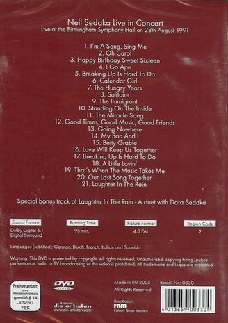 Muziek DVD - Neil Sedaka Live in Birmingham