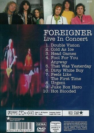 Muziek DVD - Foreigner live in concert